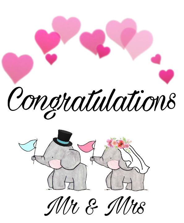 Wedding Congratulations Elephants Heart Crown.png PNG