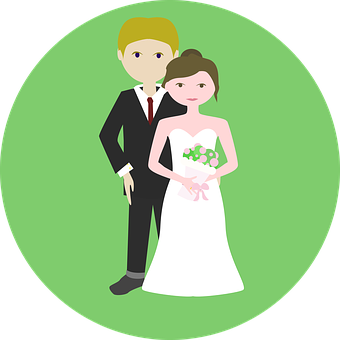Wedding Couple Cartoon Illustration PNG