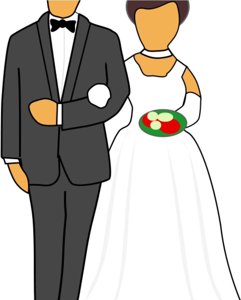 Wedding Couple Cartoon Illustration PNG