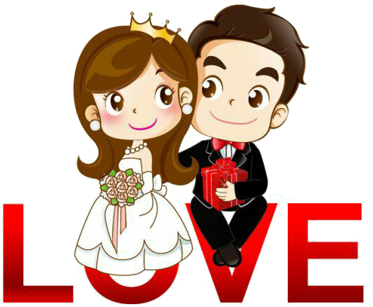 Wedding Couple Cartoon Love Illustration PNG