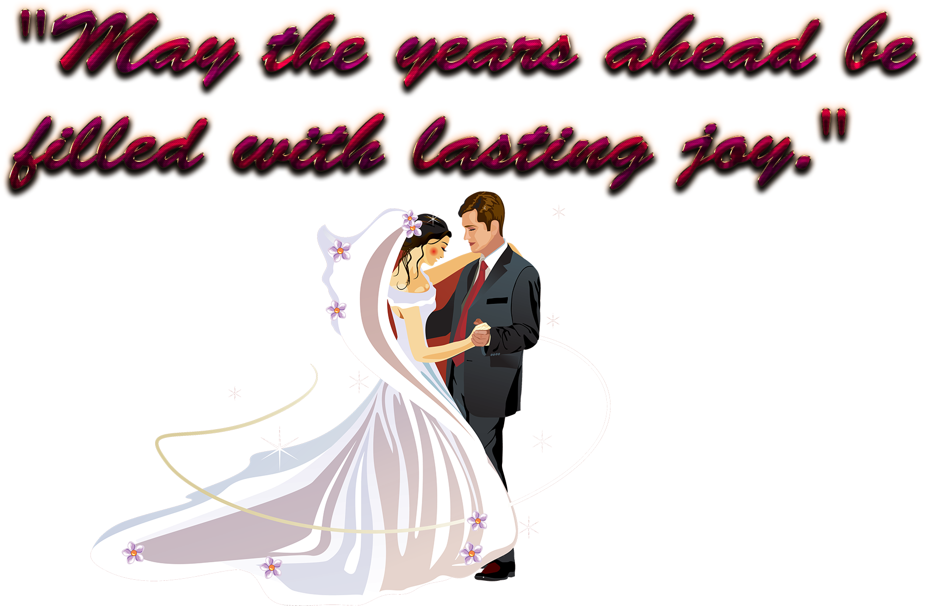 Wedding Couple Joyful Wishes PNG