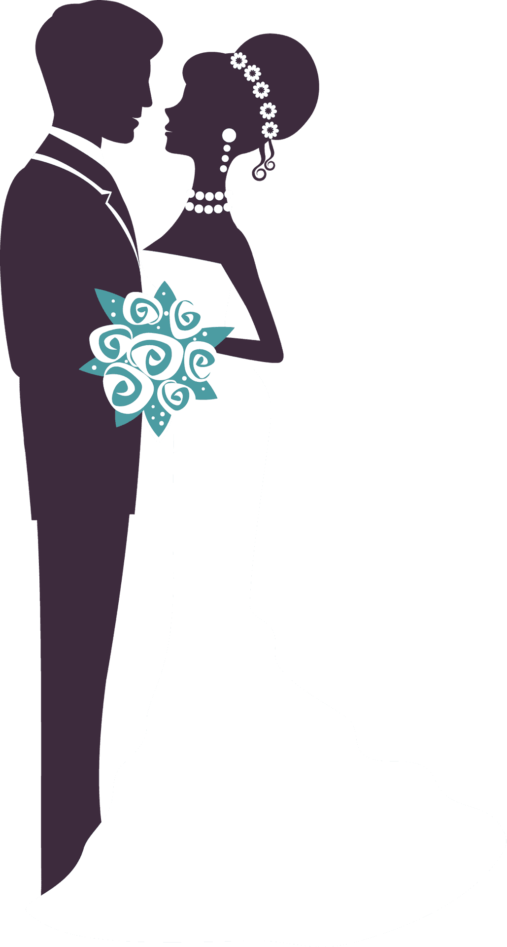 Wedding Couple Silhouette PNG