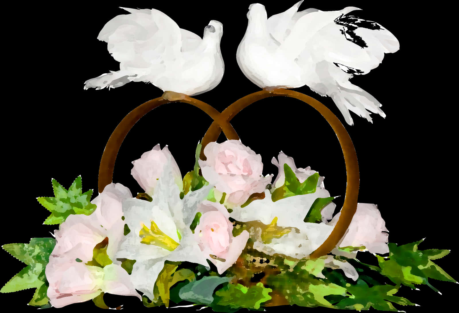 Wedding Dovesand Roses Artwork PNG