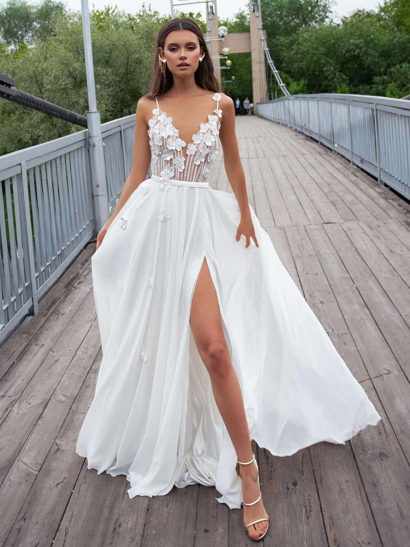 Elegant Bride Wearing a Beautiful Wedding Gown