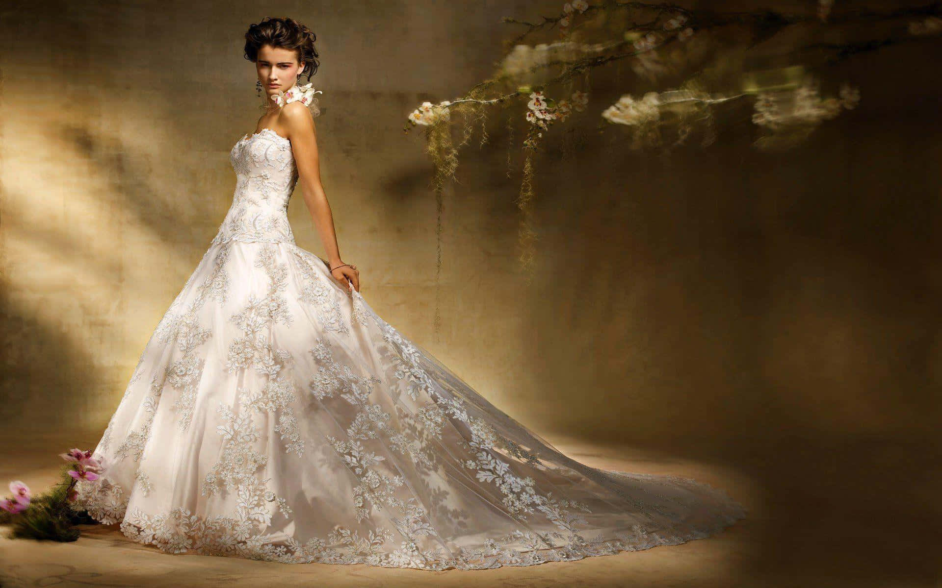 Elegant Bride in Stunning Wedding Gown
