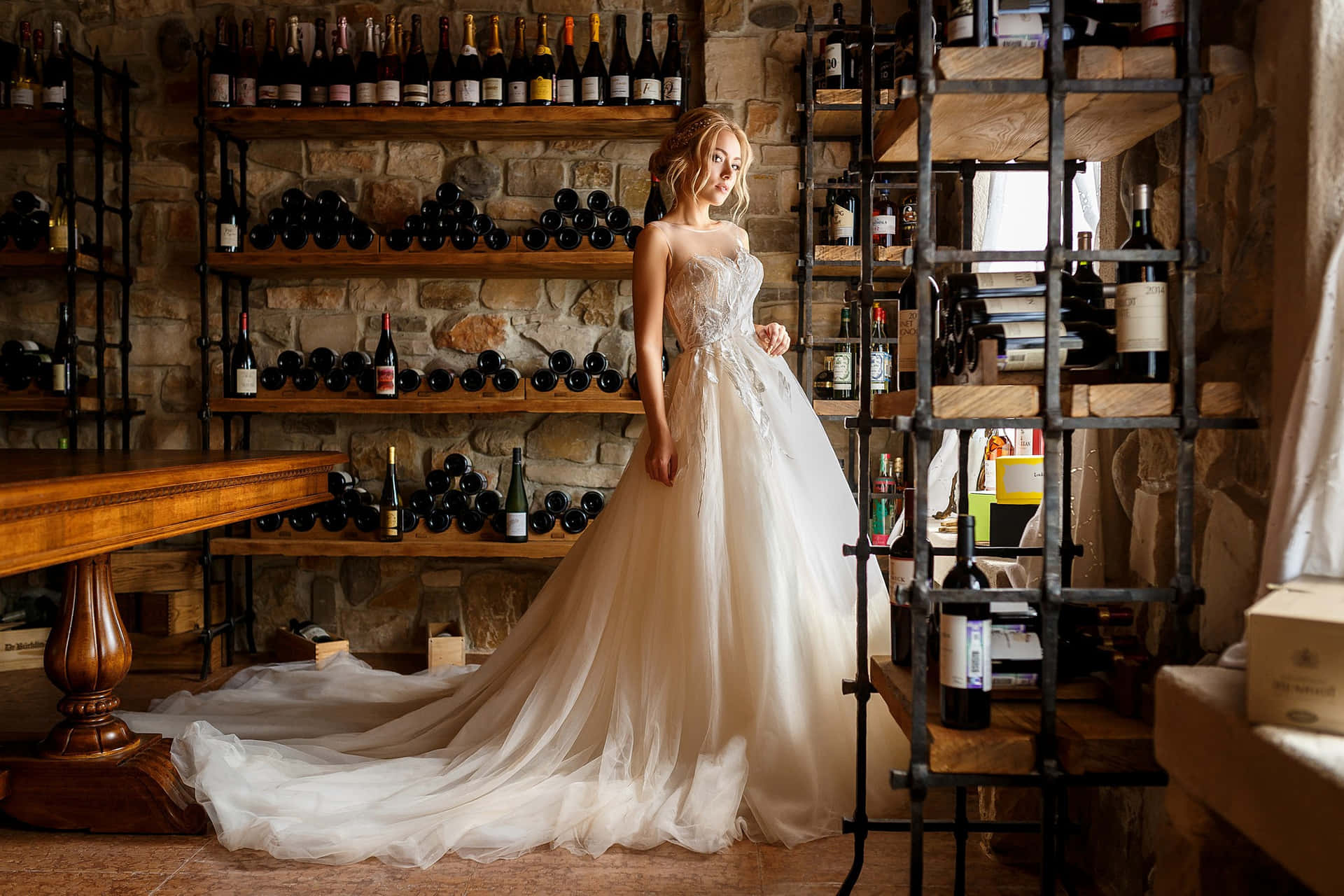 Elegant Bride in a Gorgeous Wedding Dress