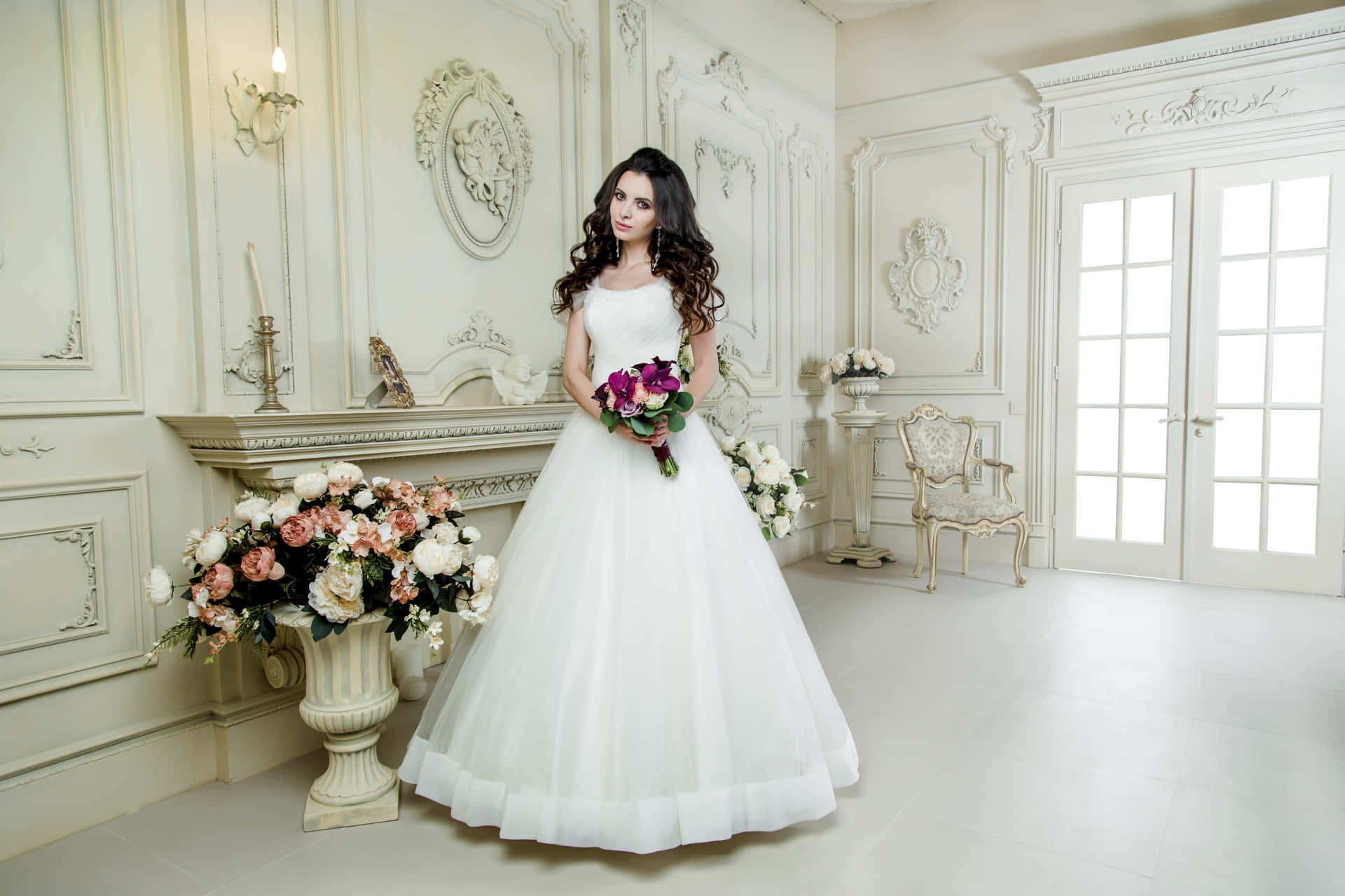 Elegant Bride in a Beautiful Wedding Gown