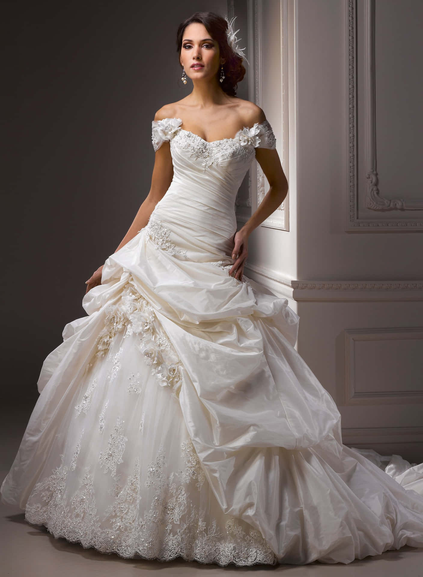 Delicate and Beautiful Wedding Gown with Elegant Embroidery