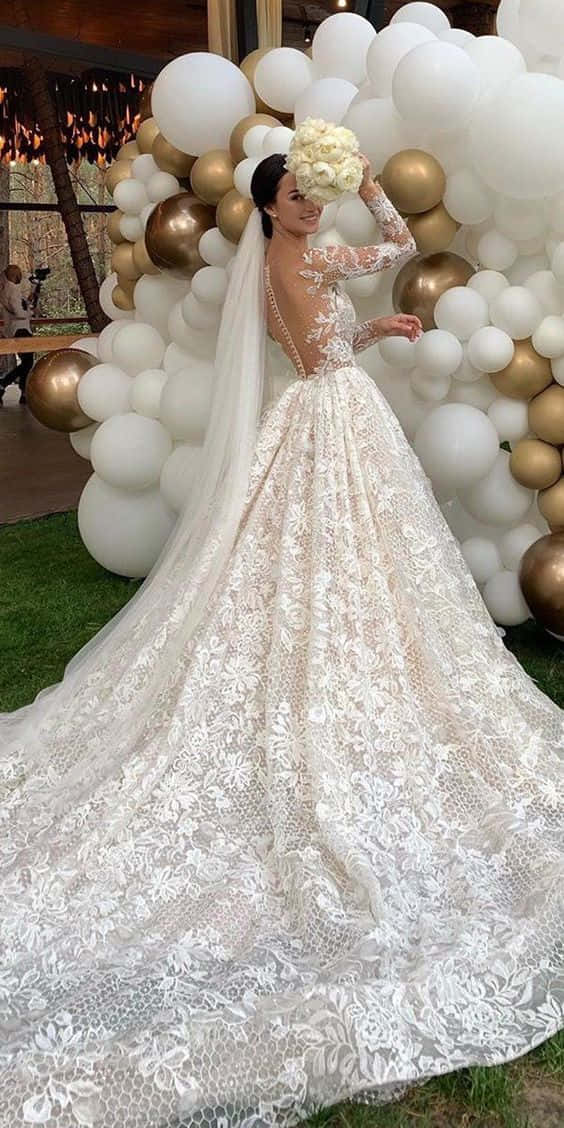 Look divine in this elegant wedding gown.