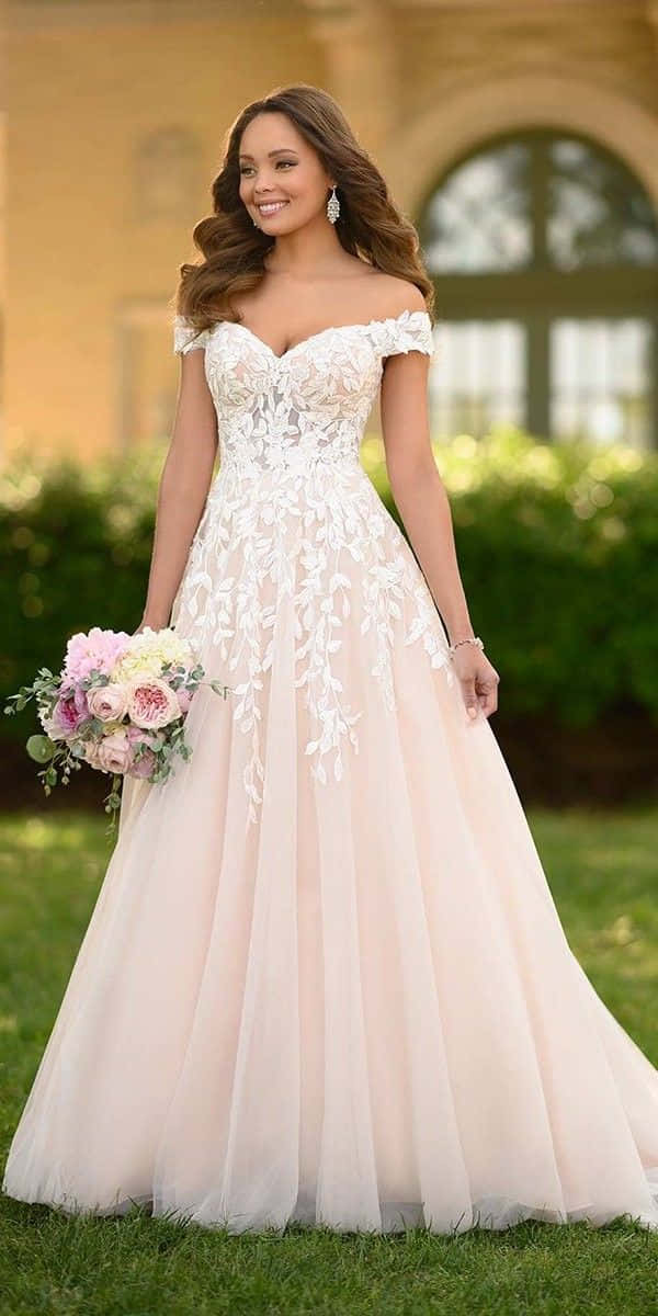 A Beautiful Bride In A Blush Wedding Dress