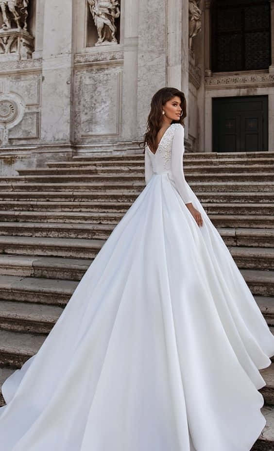A bride wearing a stunning wedding gown