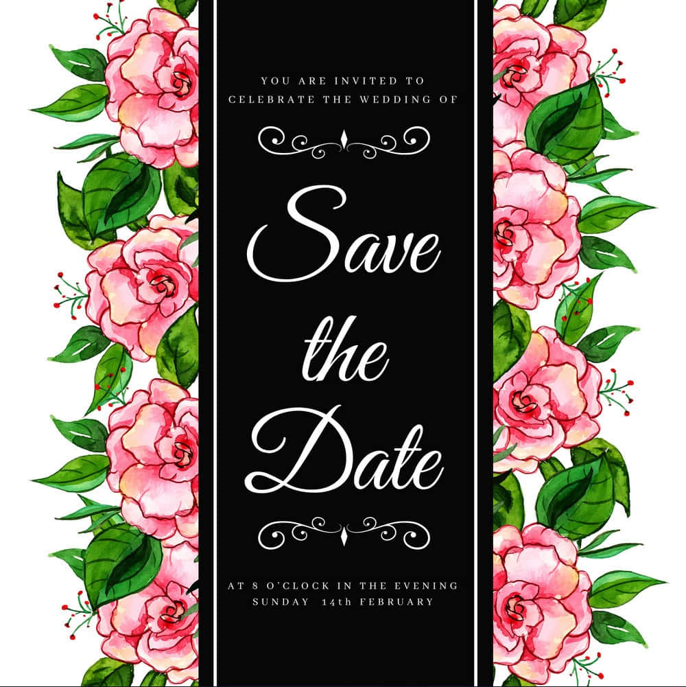 Pink Watercolor Flowers Wedding Invitation Background