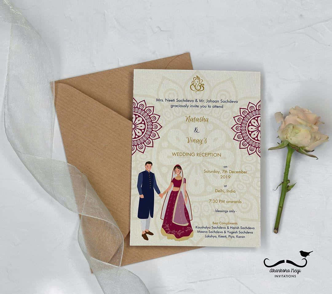 Guld og rød indisk bryllup invitation baggrund