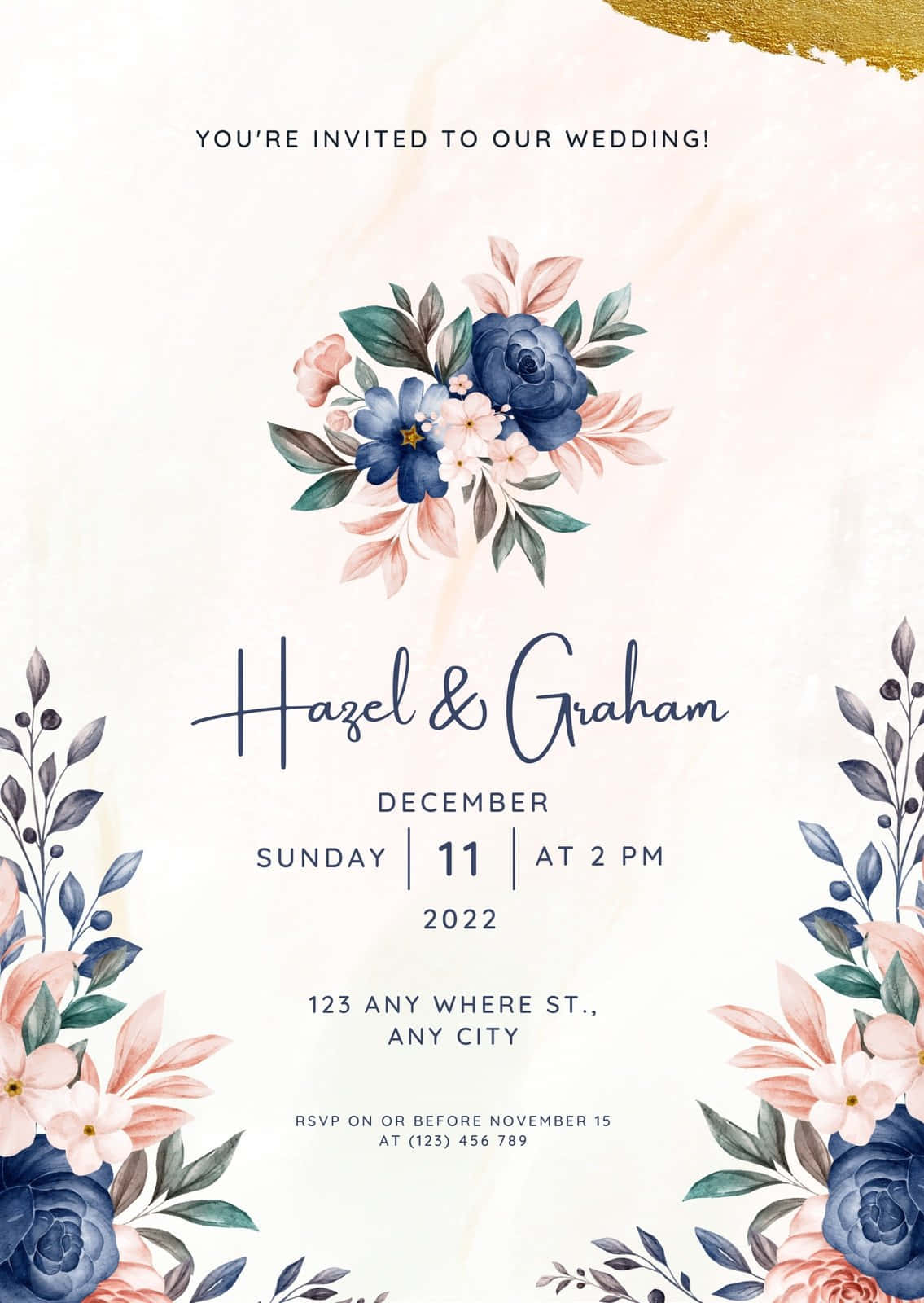 Rustic Floral Wedding Invitation Background