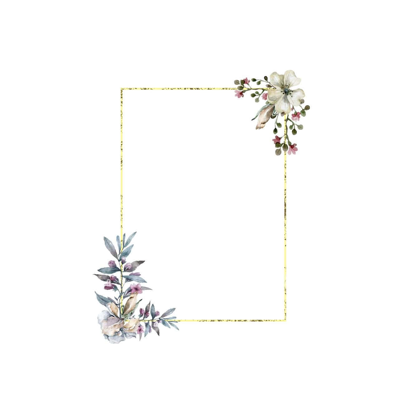 Goldenerrahmen Mit Blumen Hochzeitseinladung Hintergrund