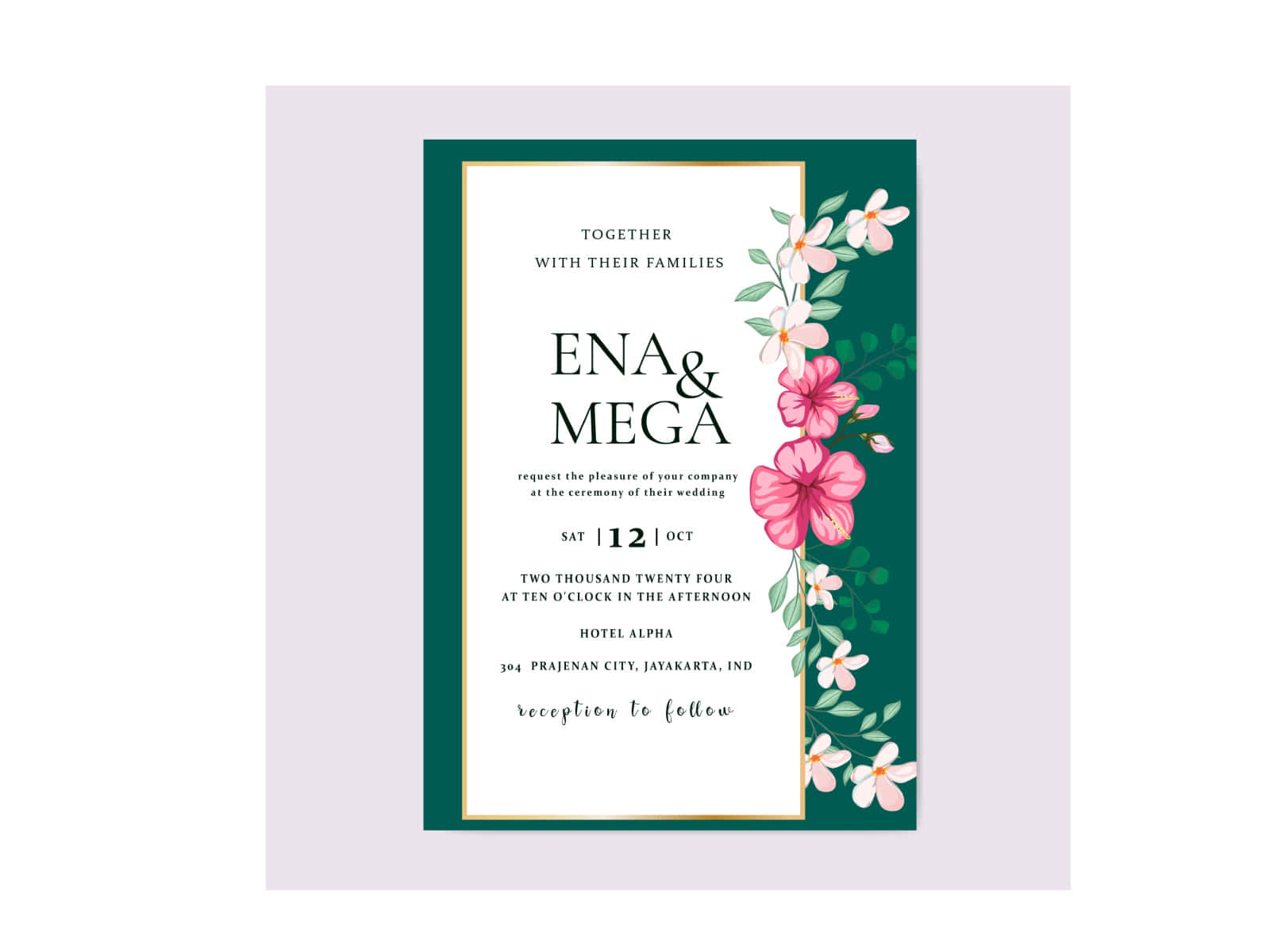 Green Floral Wedding Invitation Background