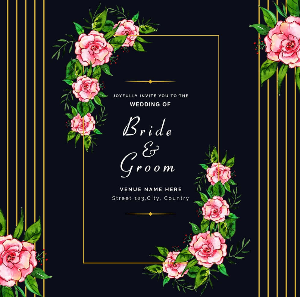 Schwarzerund Goldener Ästhetischer Hintergrund Für Hochzeitseinladungen