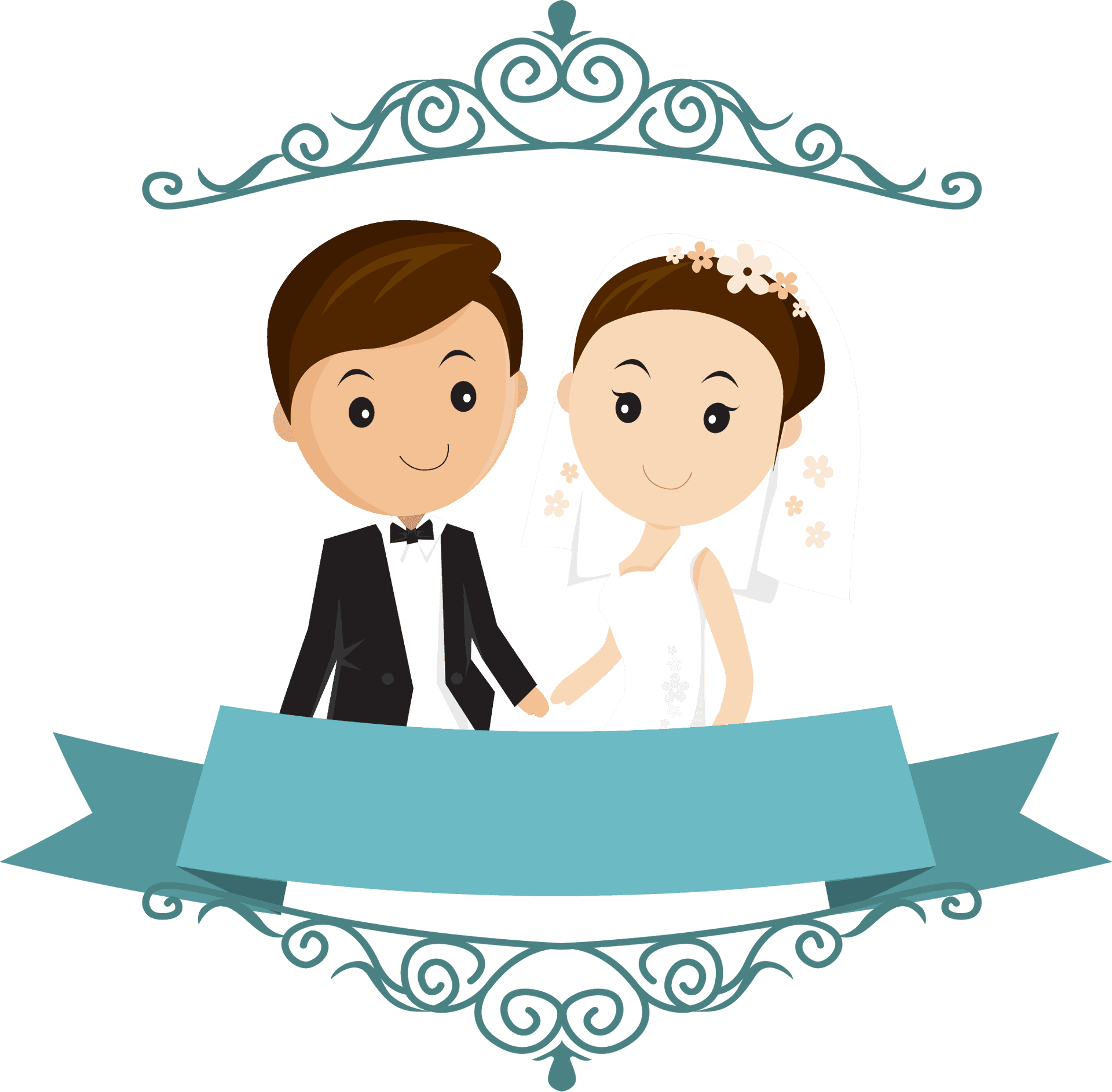 Wedding Invitation Cartoon Couple Banner