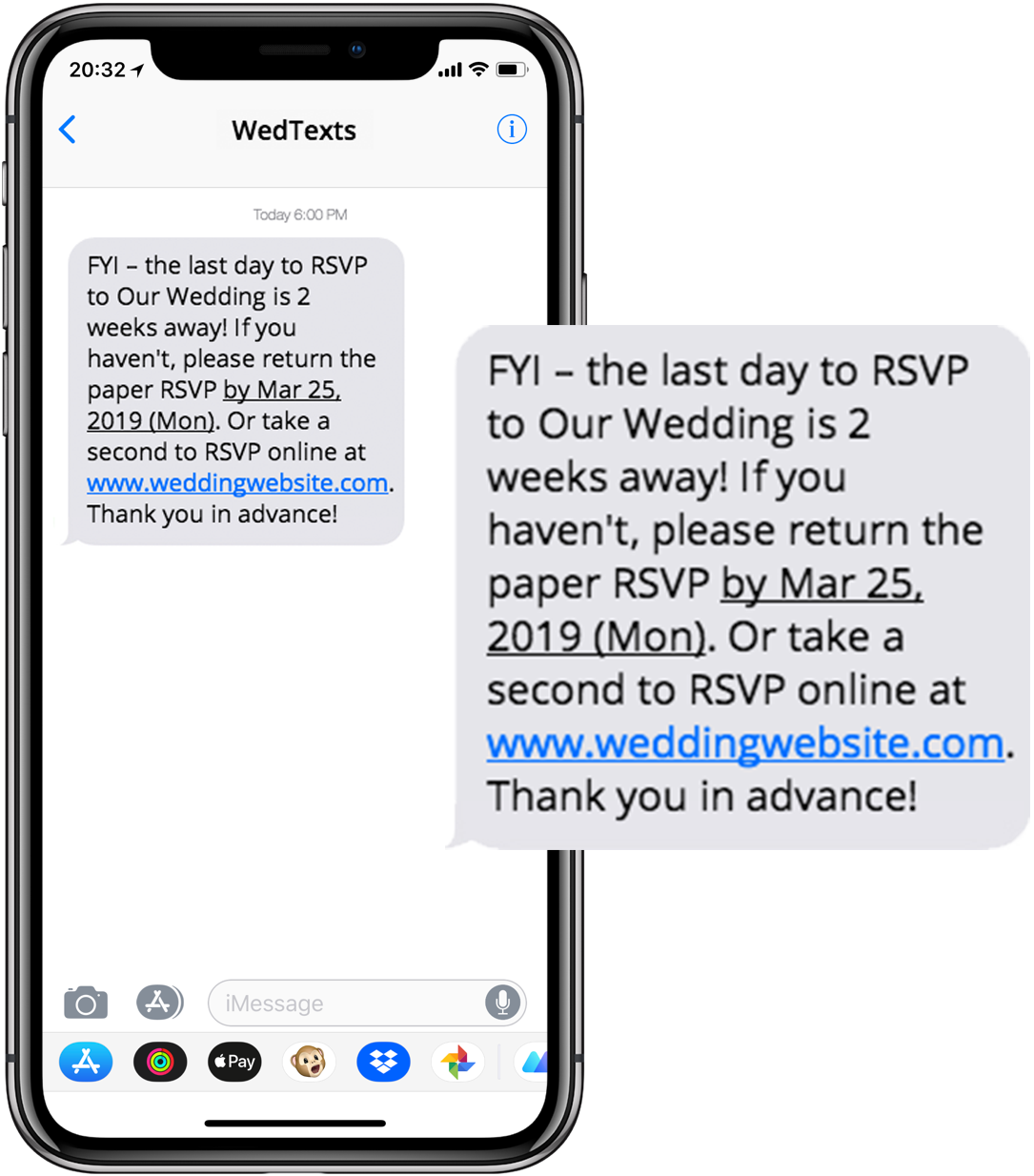 Wedding R S V P Reminder Text Message PNG