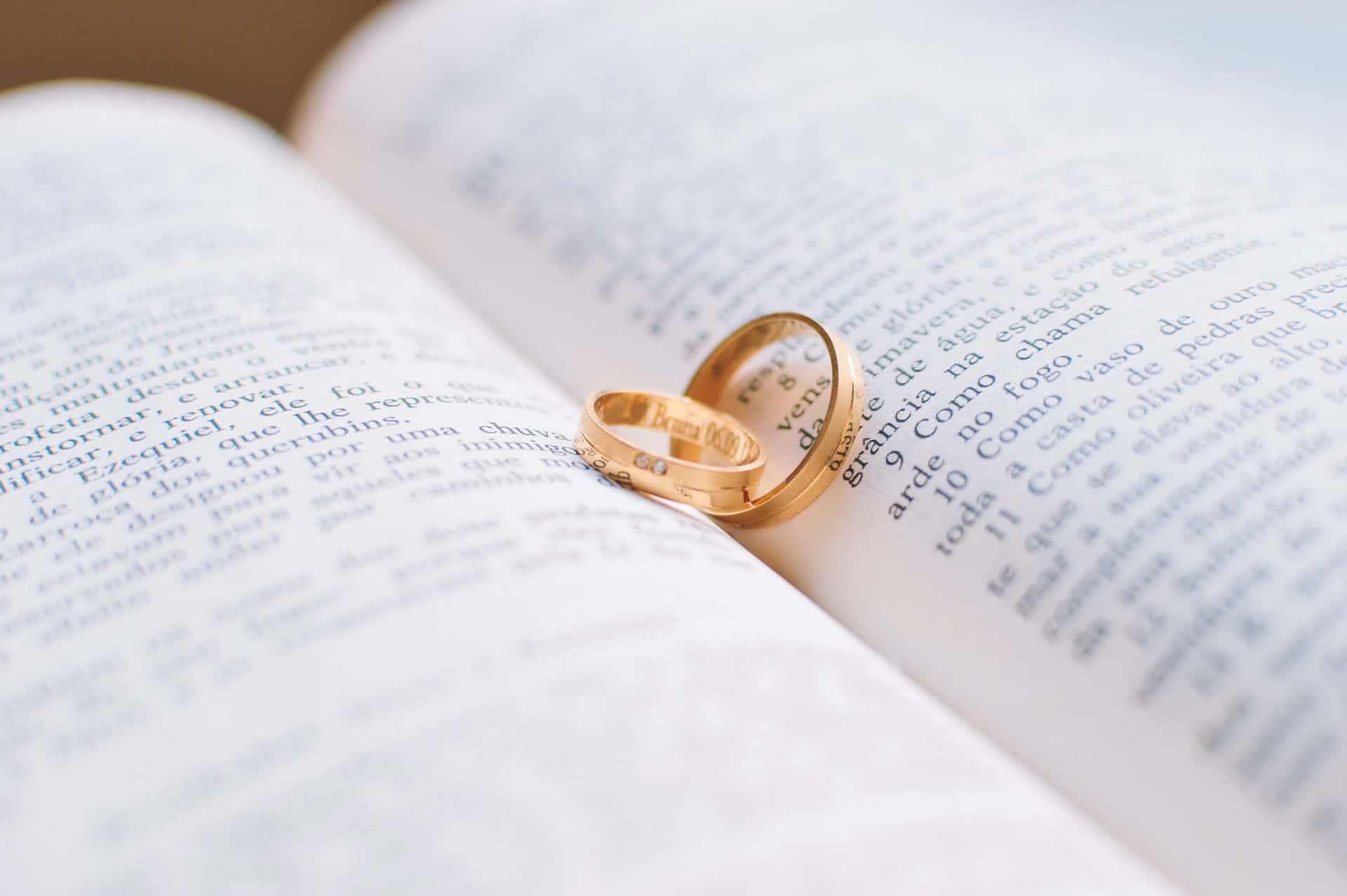 Wedding Ring Inside Bible Page Wallpaper