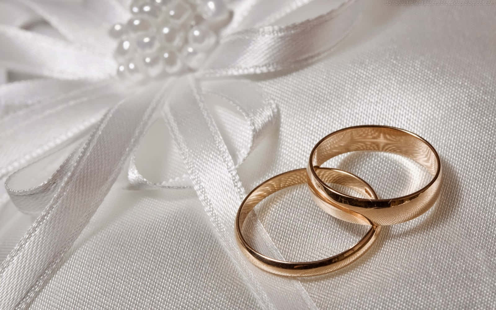 Wedding Ring On Ribbon With Pearls Wallpaper
