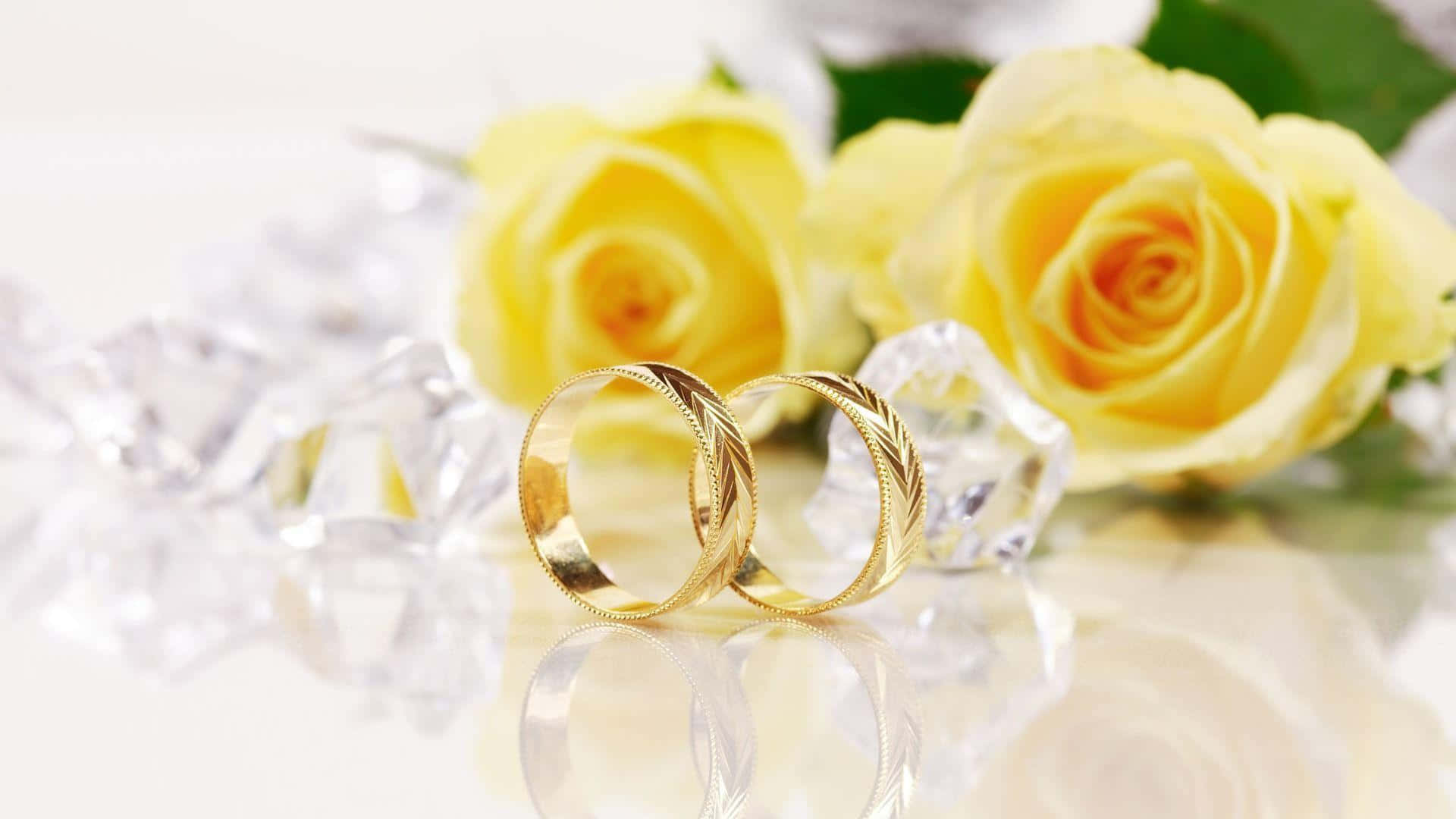 Yellow Flowers Wedding Rings Picture