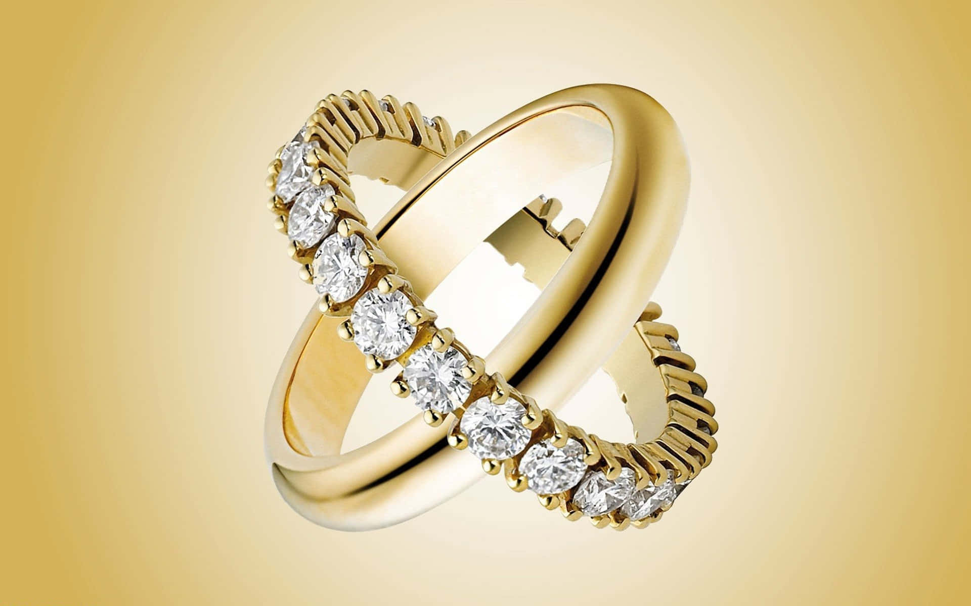 3D Gold Diamond Wedding Ring Picture