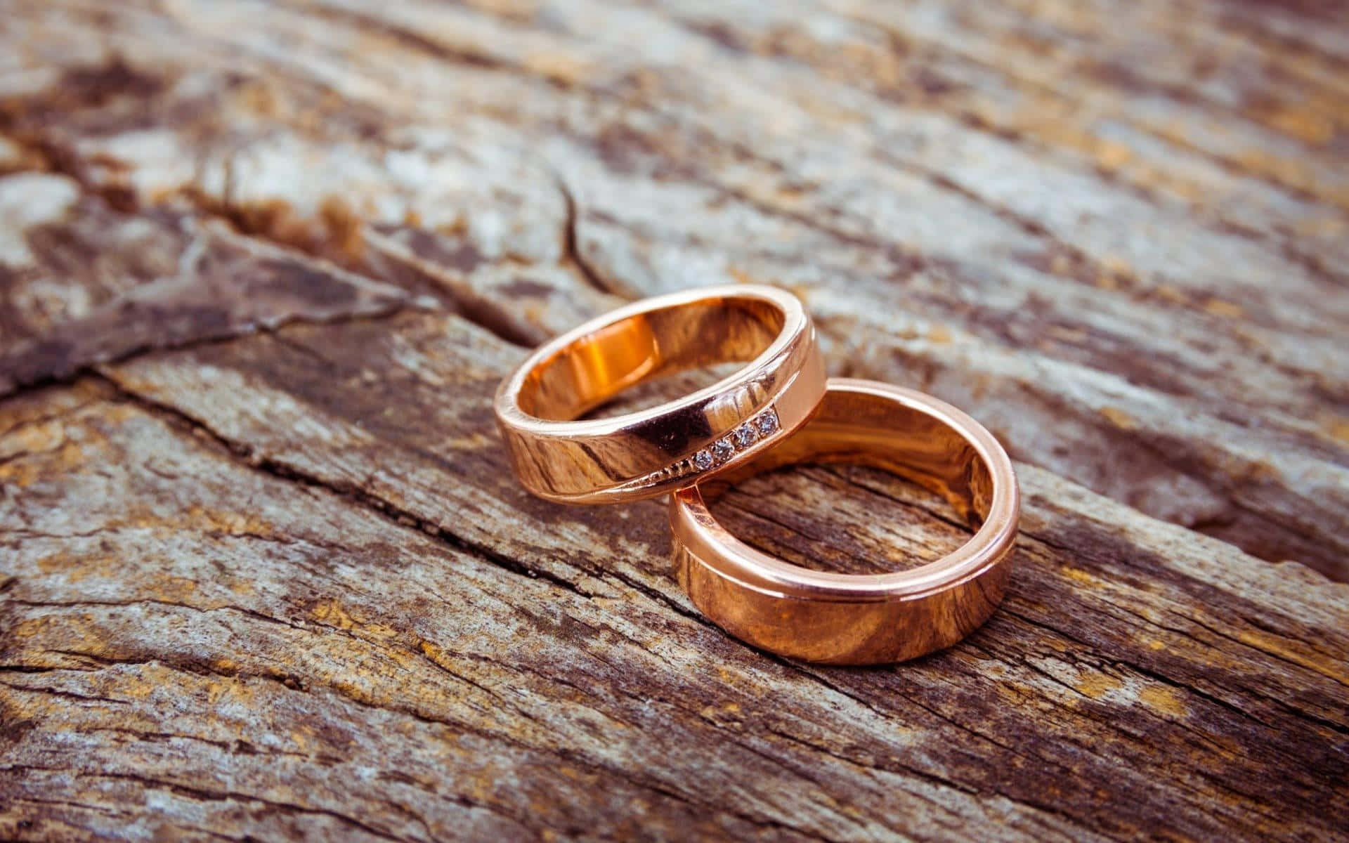 Wood Gold Wedding Rings Picture
