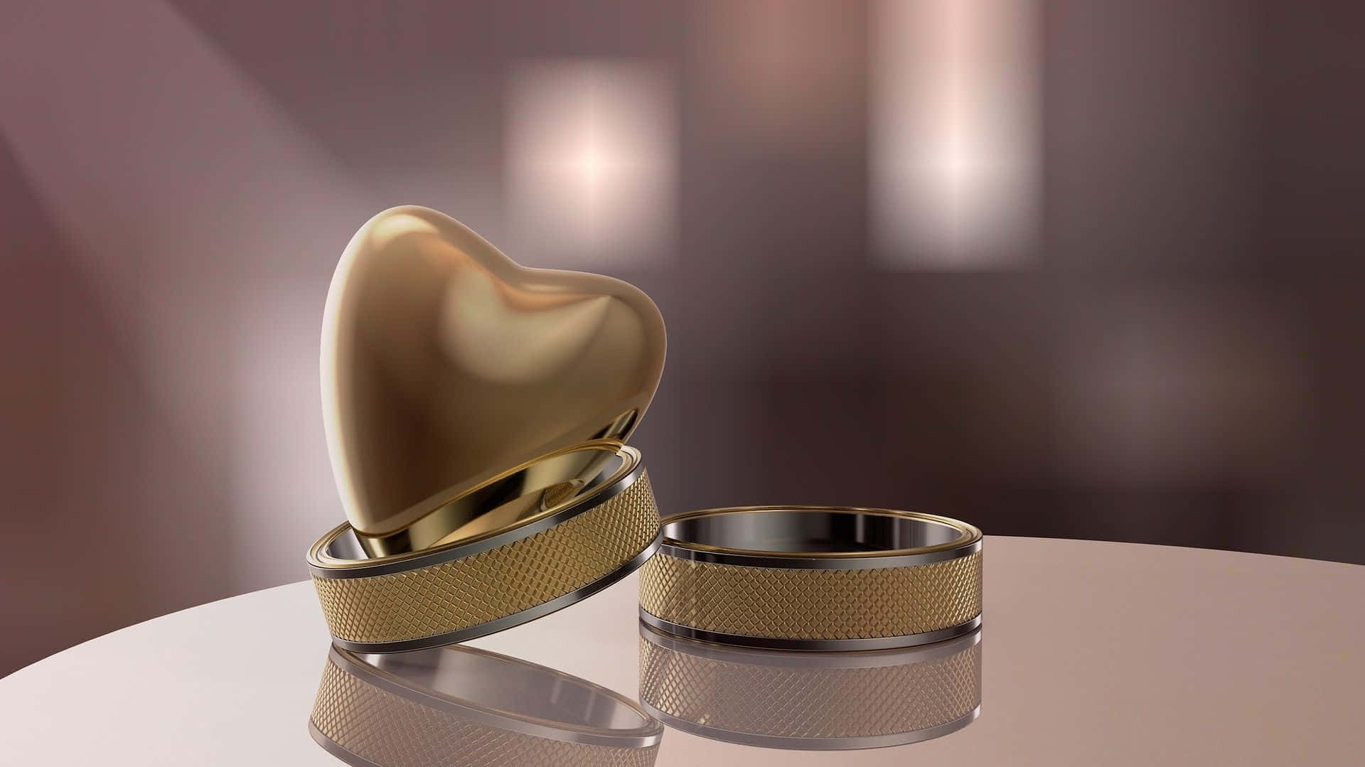 Wedding Ring With Gold Heart Wallpaper
