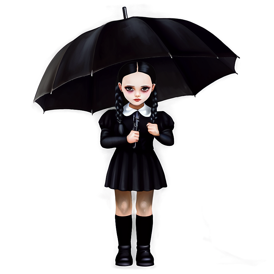 Download Wednesday Addams Black Umbrella Png Amx