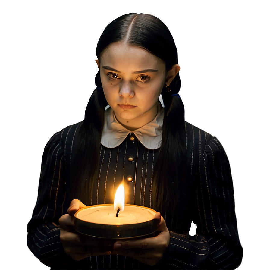 Download Wednesday Addams Candlelit Reading Png 65 | Wallpapers.com