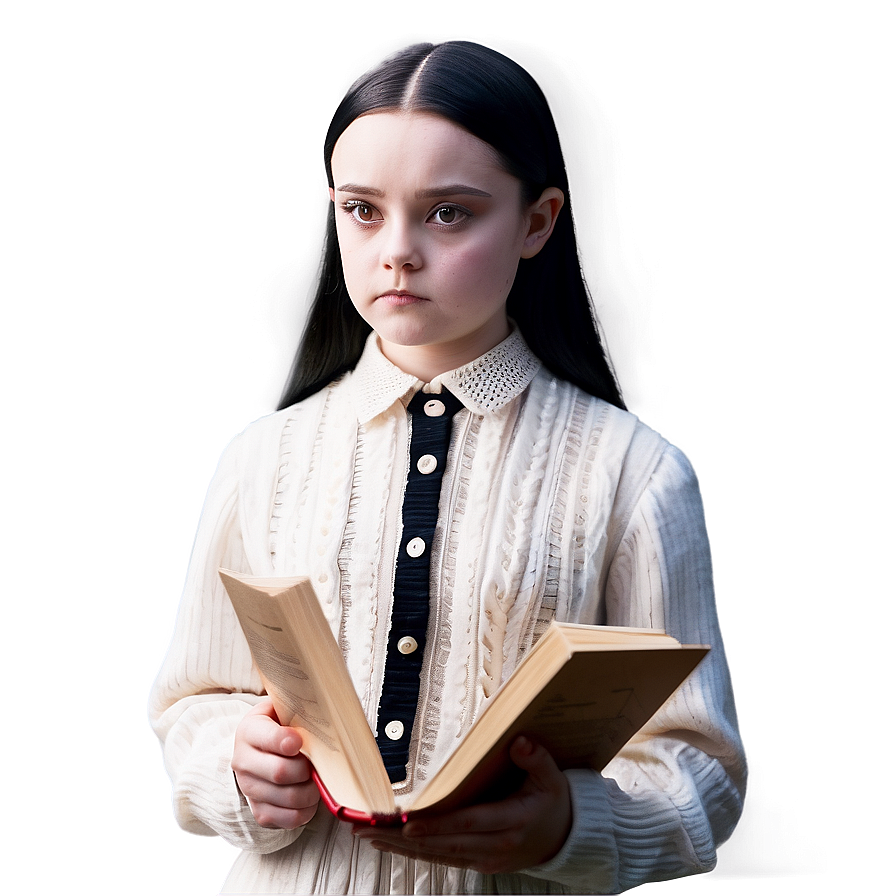 Download Wednesday Addams Candlelit Reading Png Fsi | Wallpapers.com