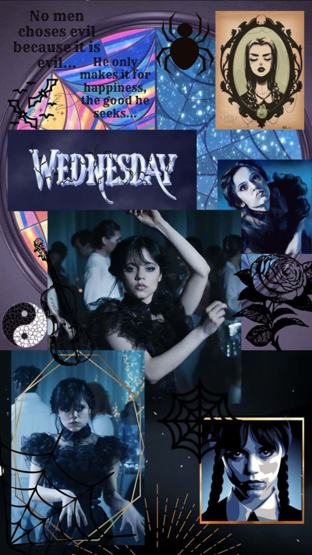 Wednesday Addams Collagei Phone Wallpaper Wallpaper