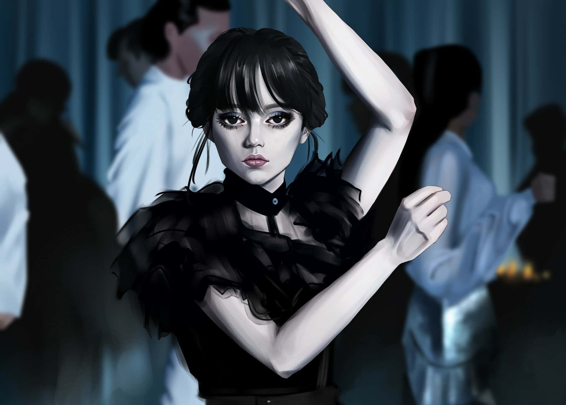Wednesday Addams Dance Scene Illustration Wallpaper