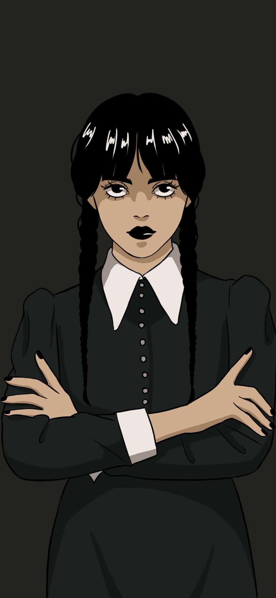 Wednesday Addams Iconic Pose Wallpaper