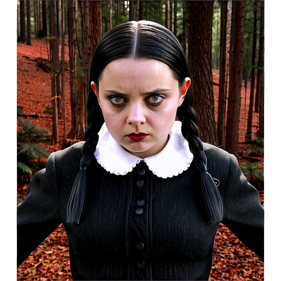 Download Wednesday Addams In The Woods Png Hri50 | Wallpapers.com