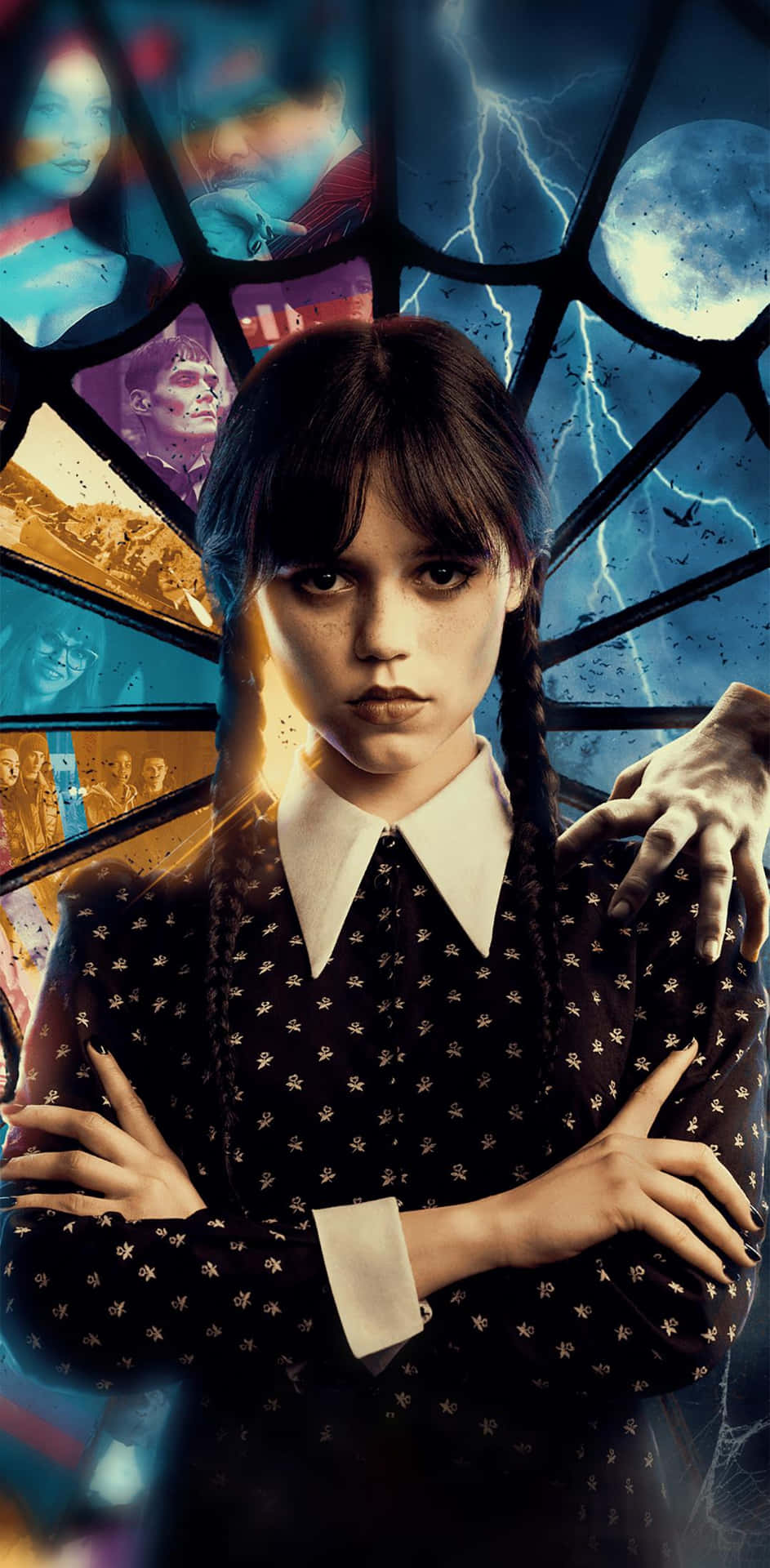Wednesday Addams Stained Glass Backdrop Wallpaper