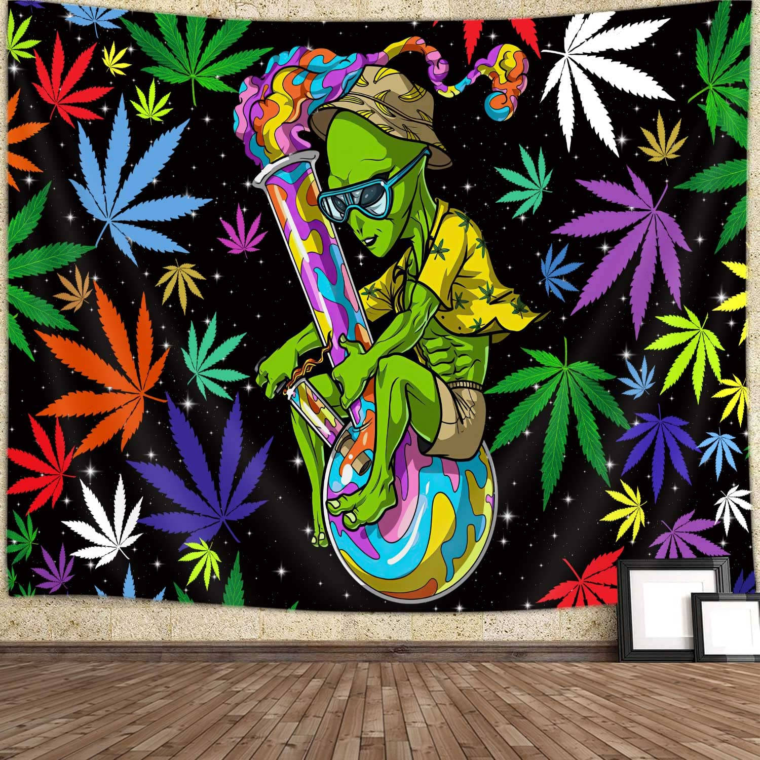 Alien Smoking Colorful Bong Weed Aesthetics Wallpaper