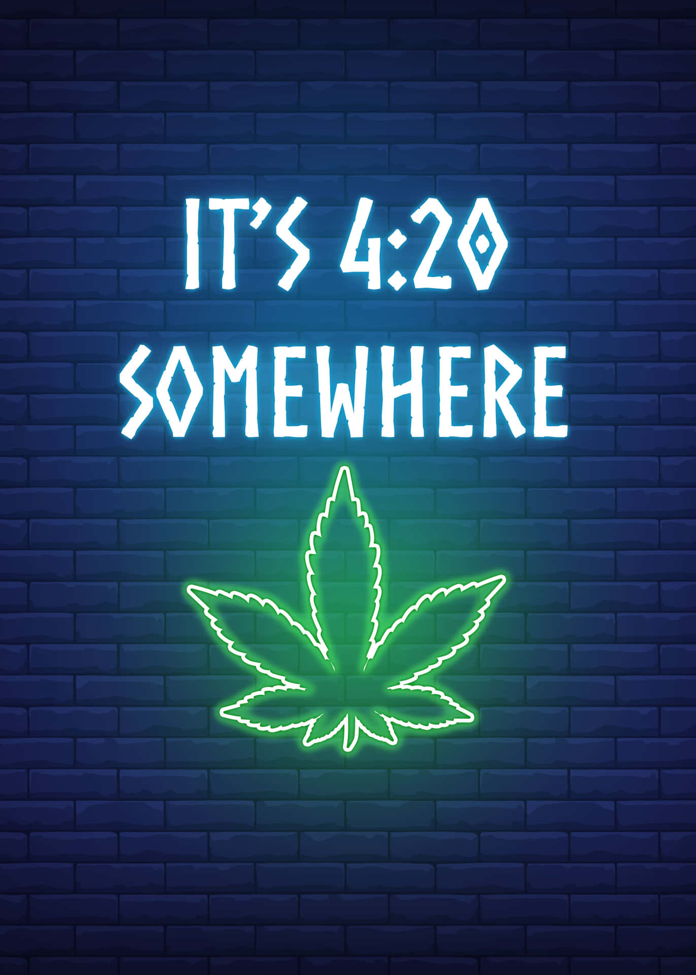 Detär 420 Någonstans Neon-skylt Med Marijuana-blad. Wallpaper