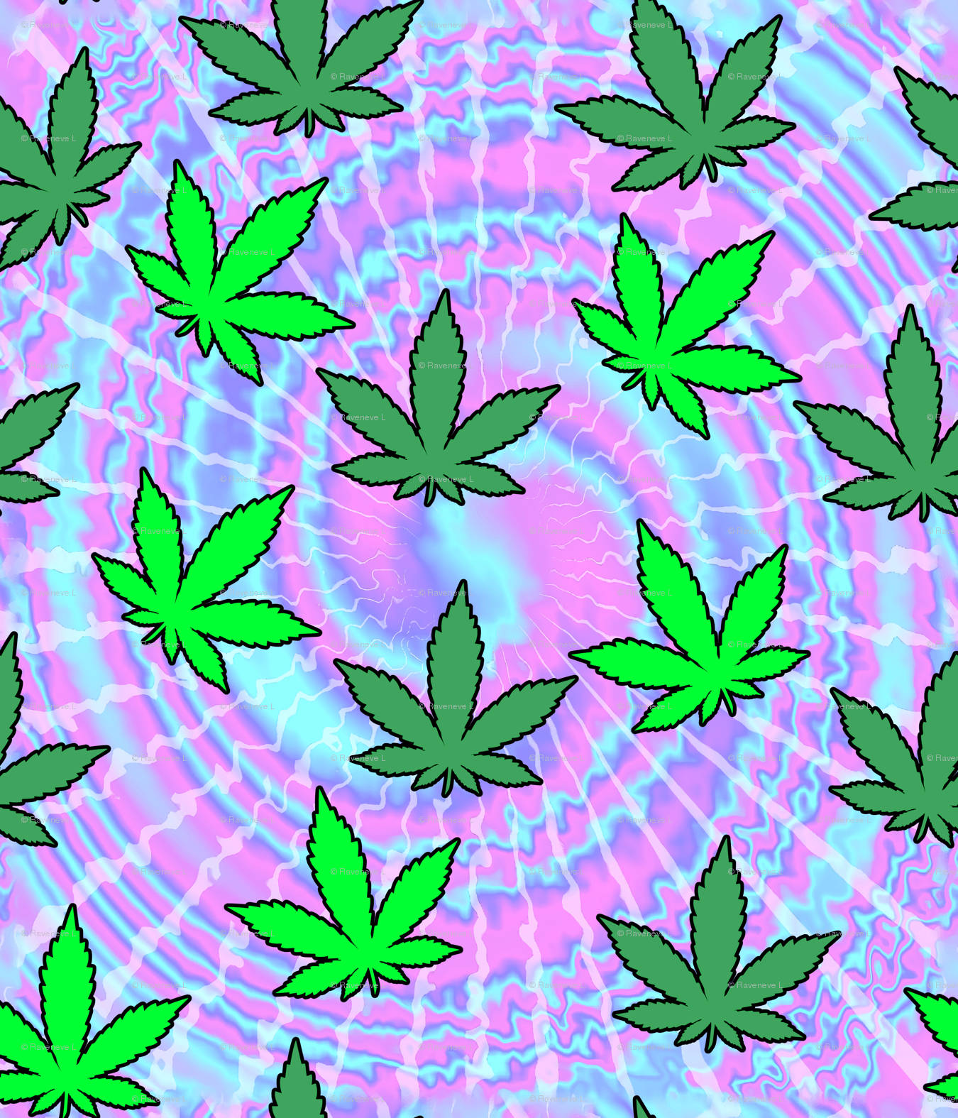 Mönsterav Cannabisblad På Tie-dye-bakgrund. Wallpaper