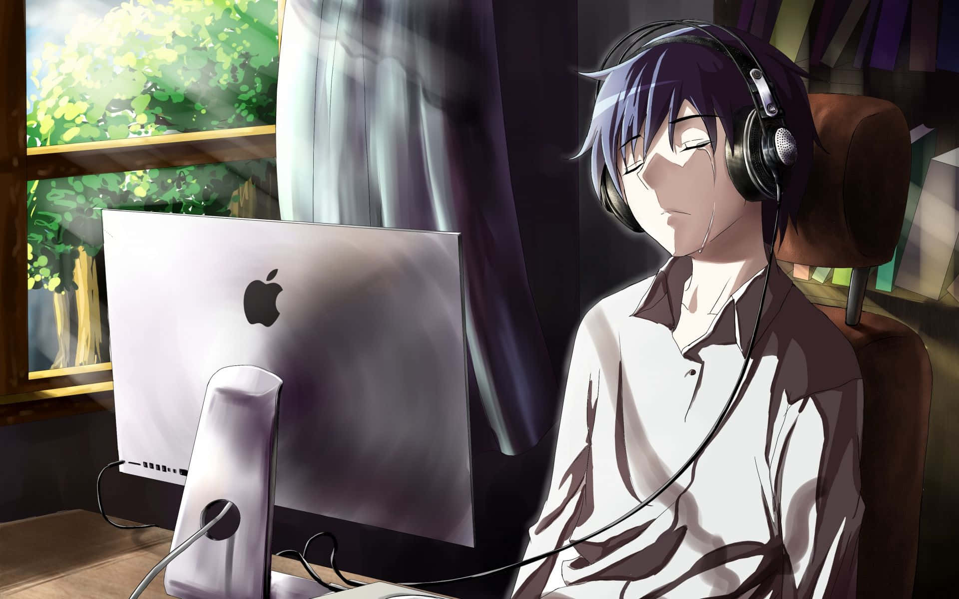 Weeping Gaming Anime Boy Art Wallpaper