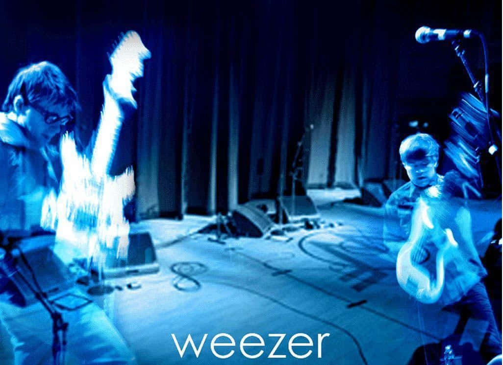 Weezer Band Performance Blue Tone Wallpaper