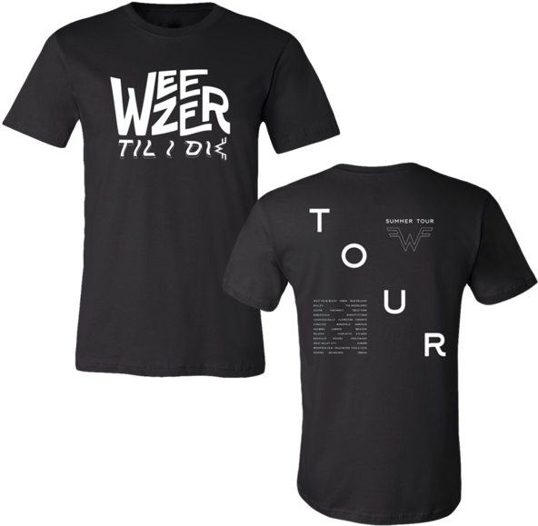 Weezer Summer Tour Black T Shirt PNG