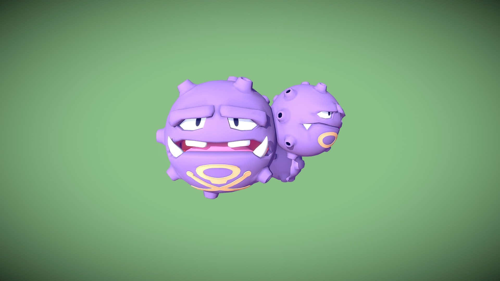 Weezing On Green Background Wallpaper