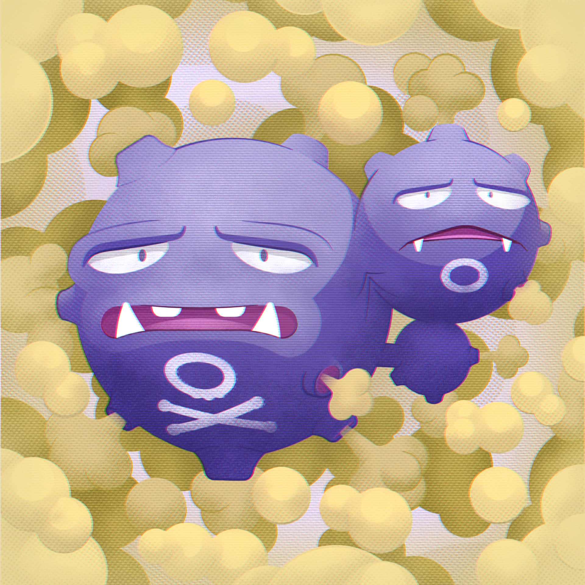 Weezing Surrounded By Yellow Smog Wallpaper