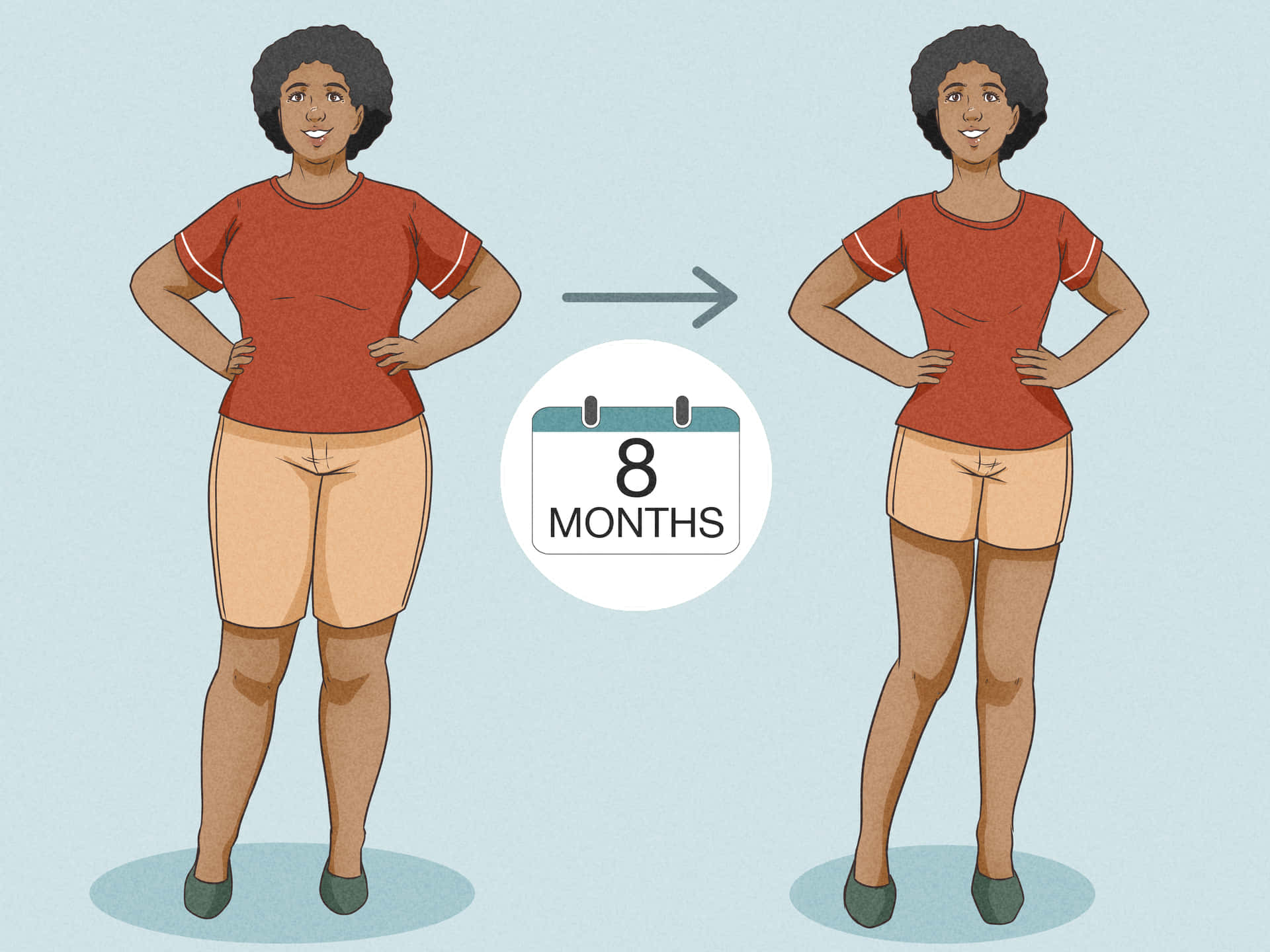 A Woman Is Standing Before And After A Month Of Weight Loss