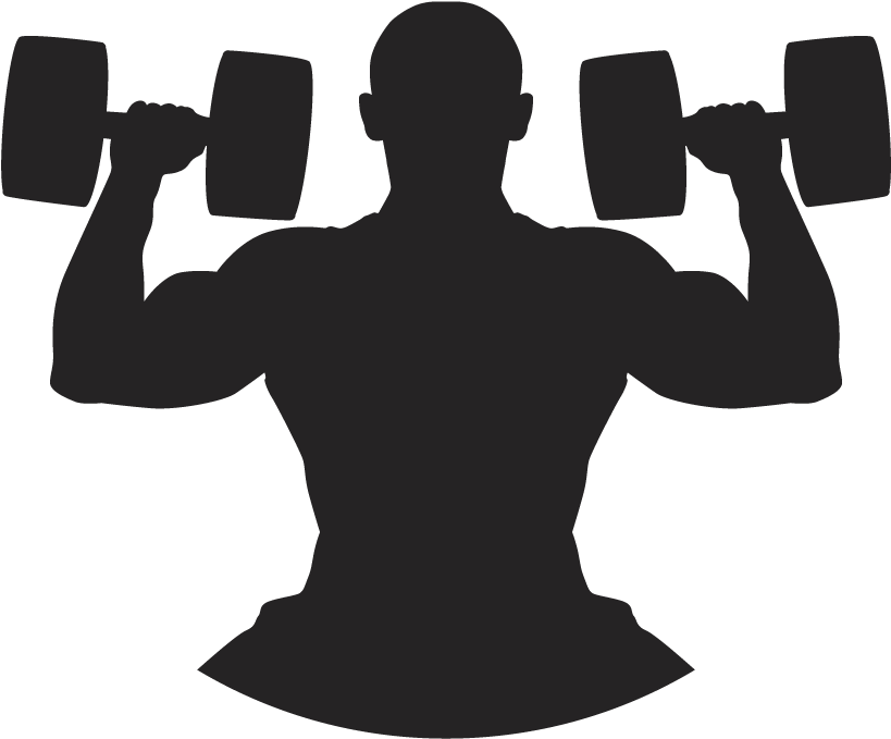 Weightlifter Silhouette Dumbbell Press PNG