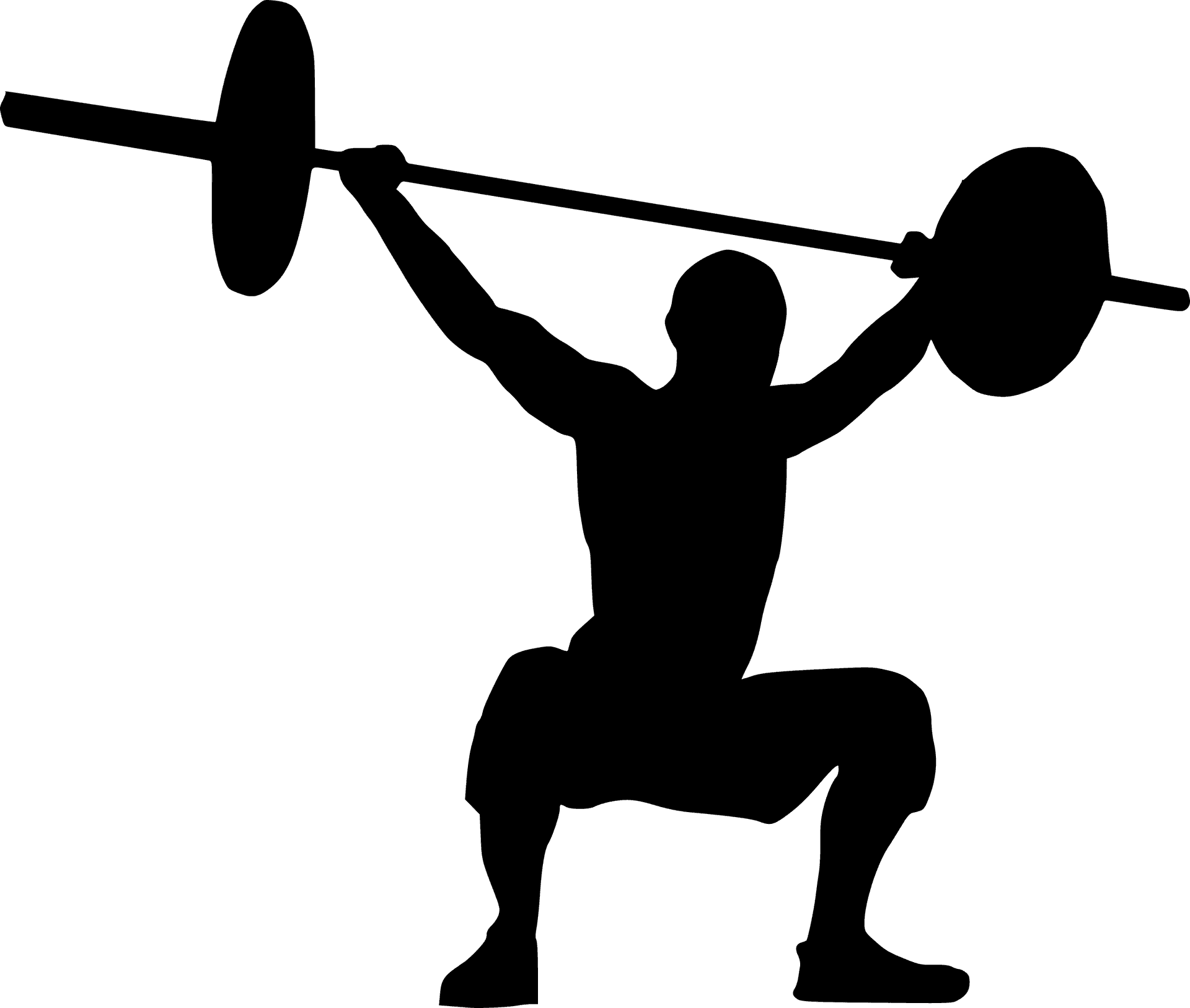 Weightlifter Silhouette Snatch Position PNG
