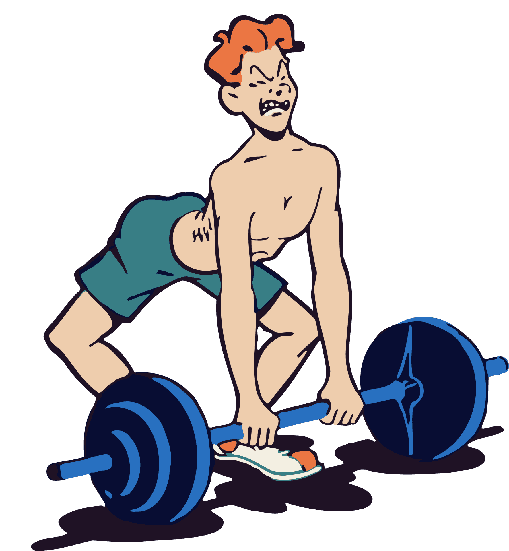 Weightlifter Struggle Cartoon PNG