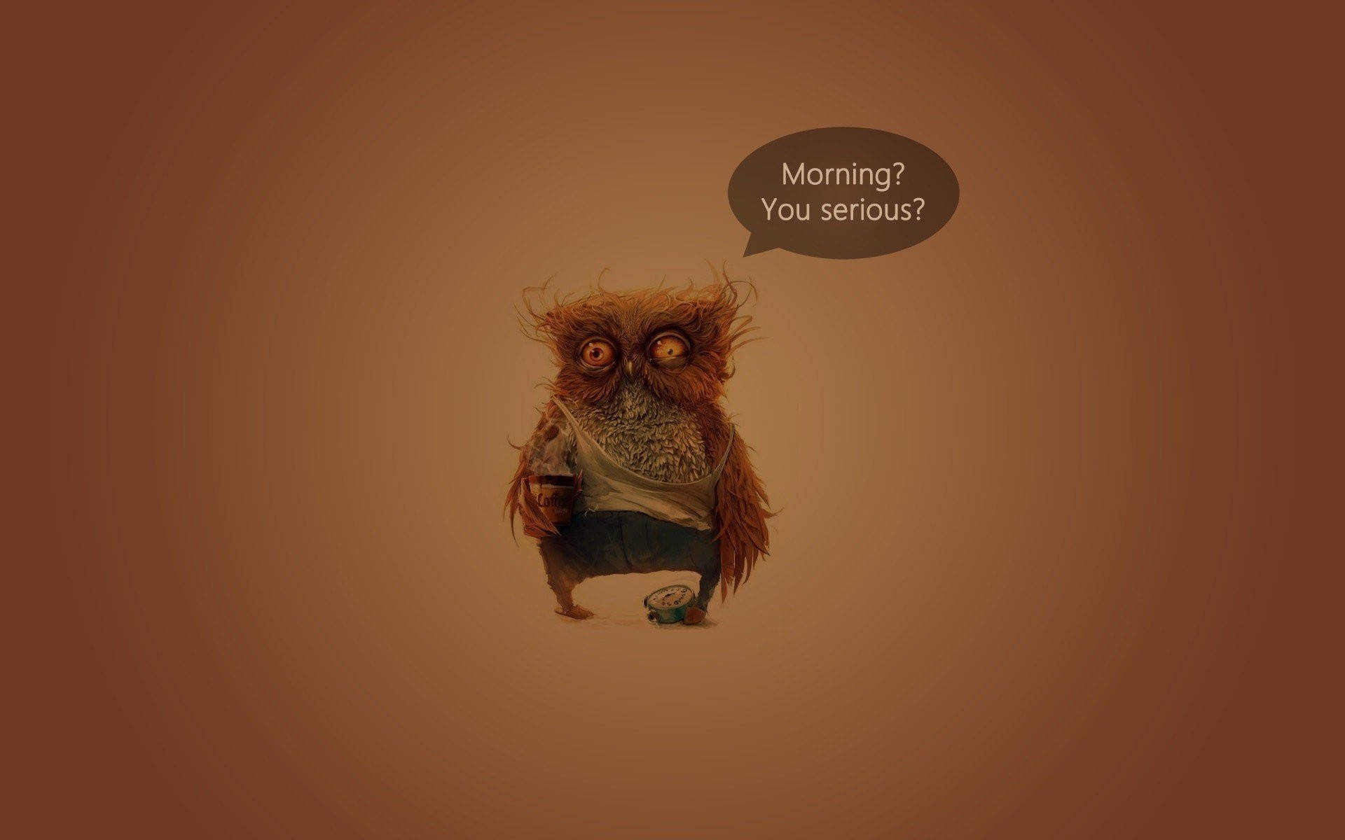 Download Weird Coffee Owl Wallpaper 